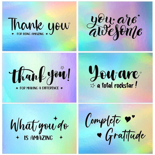 Holographic Thank You Cards Appreciation Postcards You are Awesome Greeting Cards Thank You for Making a Difference Cards for Students Volunteers Doctors Teachers Team Nurses, 4 x 6 Inch(60 Pieces)