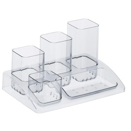 Rotho SOHO Plastic (PS) BPA Free Clear Plastic Pen Holder 18.5 x 12.5 x 10.0cm