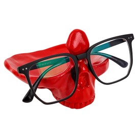 Biiange Skull Glasses Holder, Skull Eye Glasses Stand UP Holder, Sunglasses Spectacle Display Rack Resin Statue Ornament with Storage Tray, Practical Statue Eyeglasses Holder for Home, Office, Desk