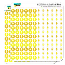 Lightning Bolt Storm Weather Dots Planner Scrapbooking Crafting Stickers - Yellow - Opaque