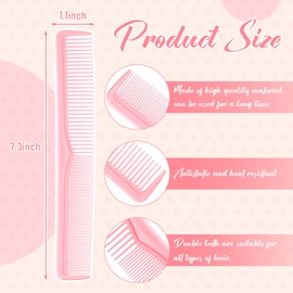 Meanplan Carbon Fiber Hair Cutting Combs - 24 Pieces Fine and Wide Tooth Professional Barber Combs for Men and Women (Light Color)