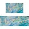 Teal Kitchen Rugs Sets of 2 Non Slip Blue Gold