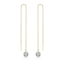 Philip Jones Gold Plated Sterling Silver Thread Earrings Created with Zircondia® Crystals