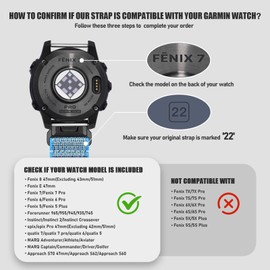 Upeak 22mm QuickFit Watch Strap Compatible with Garmin Fenix 7 Strap/7 Pro/6/6 Pro Strap/Fenix 8 47mm5/5 Plus, Nylon Sport Band for Garmin Epix Gen 2/Forerunner 965/Instinct 2, Light Blue