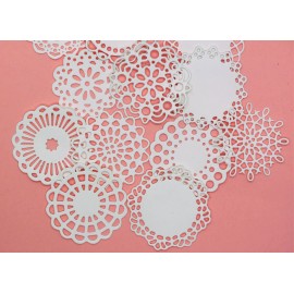 Small Tiny Doilies 12 pc white Paper Die Cut Scrapbook Embellishment Cardmaking