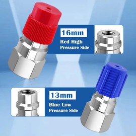 FANOVO R12 to R134a Conversion Kit, High & Low Pressure Side R12 to R134a Adapter, Brass R12 Retrofit Adapter Fitting with 1/4'' Female to 7/16"-20 UNF Connection, for Car R12 Convert to R134a System