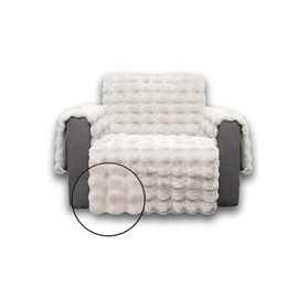 Snugglesinto Soft Faux Fur Sofa Cover Thick Shaggy Fuzzy Sectional Couch Cover Non-Slip Plush Sofa Slipcover Furniture Protector for Kids, Pets(Chair, White-Bubble)
