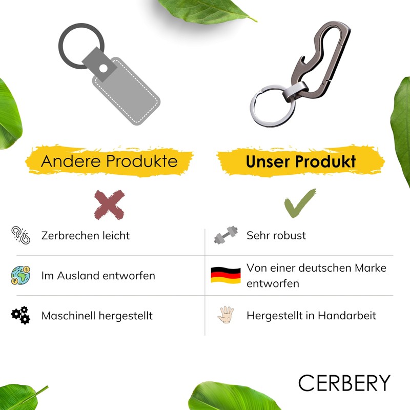 Cerbery - Titanium Keyring with Ring and Gift Box -