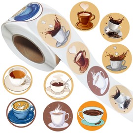 Yunahoo 500PCS Coffee Themed Stickers Party Favors Coffee Goodie Class Rewards Party Supplies Decorations