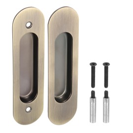 PATIKIL Recessed Finger Flush Pulls 6" Rectangular Pocket Door Handles Sliding Closet Door Pulls Barn Hardware Set with Screws/Sleeve Bolts for Home Bathroom, Green Bronze