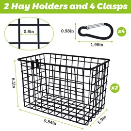 kathson 2Pcs Rabbit Hay Feeder Metal Bunny Hay Holder Guinea Pig Hay Rack Reduce Mess Chinchilla Grass Dispenser Small Animlas Hay Manger for Cage Supplies