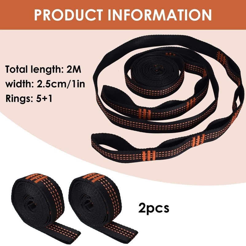 Adjustable Hammock Straps 2 Pack, Tree Swing Straps with 2