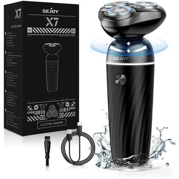 SEJOY Men's 3D Electric Shaver Razor Rotary Wet&Dry Rechargeable Cordless
