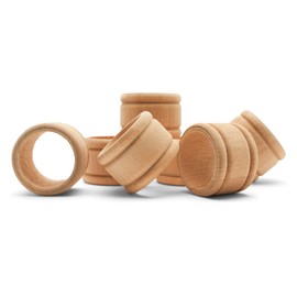 Vintage Wooden Napkin Rings Set of 6, 1-3/4 inch Unfinished Napkin Rings Wood for Housewarming Gift, by Woodpeckers