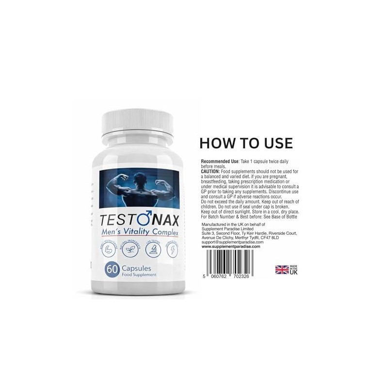 TestoNax Men’s Vitality Complex – 60 Capsules | Zinc &