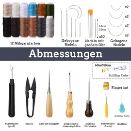 Ruasol Leather Sewing Kit, Upholstery Repair Kit, 48 Pieces High Performance Sewing Kit with Sewing Needles, Sewing Awl, Seam Ripper, Sewing Thread for Repairs, Hand Sewing, DIY Leather Crafts