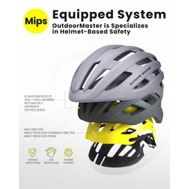 OutdoorMaster MIPS Bike Helmet for Adults-Two Removable Liners & Ventilation in Multi-Environment - Road Bicycle Helmets in Mountain, Motorway for Youth & Adult