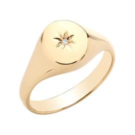 Old English Jewellers 9ct Yellow Gold on Silver Diamond Signet Ring Mens Ladies size M - Z (W)