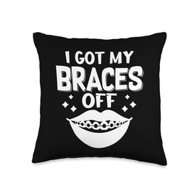 Braces Dental Orthodontic Colors Teeth Brush Assistant Throw Pillow