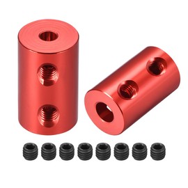sourcing map 3.17mm to 5mm Bore Rigid Coupling Set Screw L20XD12 Aluminum Alloy,Shaft Coupler Connector,Motor Accessories,Red,2pcs