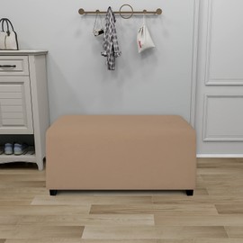PureFit Funda otomana rectangular súper elástica de ajuste suave, funda otomana para taburete de pie y muebles de almacenamiento plegables para sala de estar con parte inferior elástica antideslizante (grande, camello)