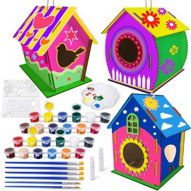 Heyzeibo 3Pack Birdhouse Kit, Craft Kits for Kids to Build and Paint Bird House, Easter DIY Wooden Arts and Crafts for Girls Boys Toddler
