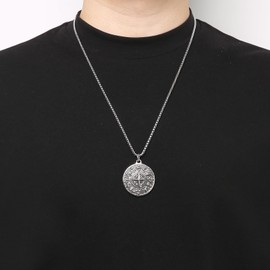 HZMAN Compass Necklace for Men Stainless Steel 12 Constellations Round Pendant Necklace Nautical Amulet Jewelry Gift