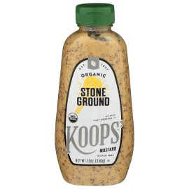 KOOPS' Organic Stone Ground Mustard 12 Ounce Bold Flavor Gluten Free Squeeze Bottle