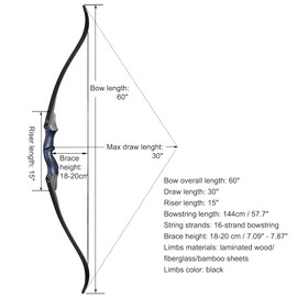 TOPARCHERY Bows 60 inch recurve Bow Wooden Archery Bow Hunting Bows for Adults Longbow-Right Hand Bow for Beginner Training Practice (50 lbs)