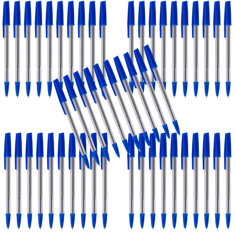 Essential Arts Blue Ink Ballpoint Pens Pack of 50 Medium