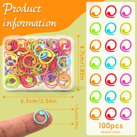 Easusy Stitch Markers, 100Pcs Spiral Metal Colorful Crochet Stitch Markers for Crocheting Clothing Tag DIY Craft Project with Storage Box