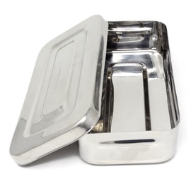 Stainless Steel LAB Dental Sterilizer Instrument Box, Organizer Jewelry/Tools Storage Tray with Lid - 8.5L x 4.25W x 2H