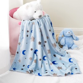 Bunnikins & Clover Lightweight Plush Flannel Baby Blanket Super Soft for Boys and Girls, Kids Floral Fleece Nursing Blanket, Portable Bed Throws for Baby Crib and Toddler Bed, 30"x36"