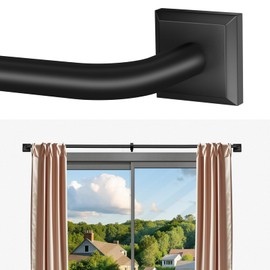 Black Curtain Rods for Windows 66-152Inch(5.5-12.7ft) Heavy Duty Wrap Around Blackout Curtain Rods, Extra Long Adjustable Room Darkening Drapery Rod for Bedroom, Living Room & Outdoor Patio