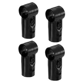 uxcell 4 Pcs End Rail Clamps, 1-1/8" T-shape Pipe Clamp Structural Pipe Connectors Corner Pipe Fittings Chain Link Clamps with Screws for DIY Shelf Garden Support, Black