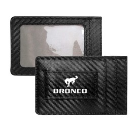 iPick Image Ford Bronco Black Carbon Fiber Leather Wallet RFID Block Card Case Money Holder, 4-3/8" x 2-3/4"