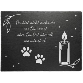eGenuss Memorial Plaque Animal Gravestone Natural Slate with Black Iron Stand Weatherproof Memorial Plate Grave Decoration - 30 x 20 cm