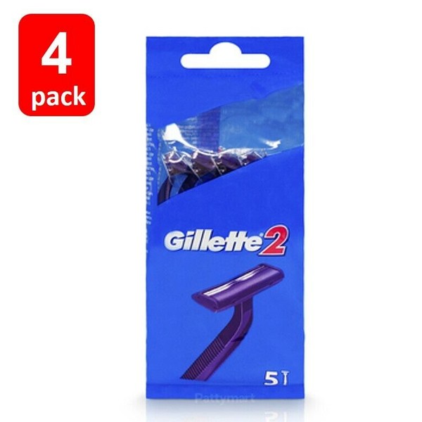 Gillette 4PK GILLETTE 2 ✅  W/5 BLADES RAZORS EAB X 20