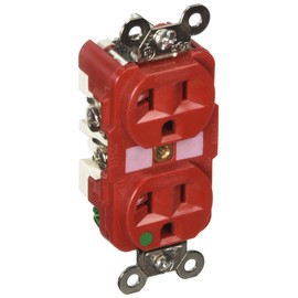 Hubbell Wiring HBL8300R Hospital Grade Heavy-Duty Duplex Receptacle, 20 Amp, Red