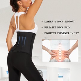 BODOETIN Waist Trainer for Women Latex Underbust Waist Corsets Cincher Hourglass Body Shaper 4 Hooks Corset Belt Under Clothes (Black, XXX-Large)