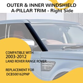 KUAFU Windshield A-Pillar Trim Compatible with 2003-2012 Land Rover Range Rover Replacement for DCB500162PNP, Windscreen Outer Pillar Trim Molding Trim Black Passenger Side