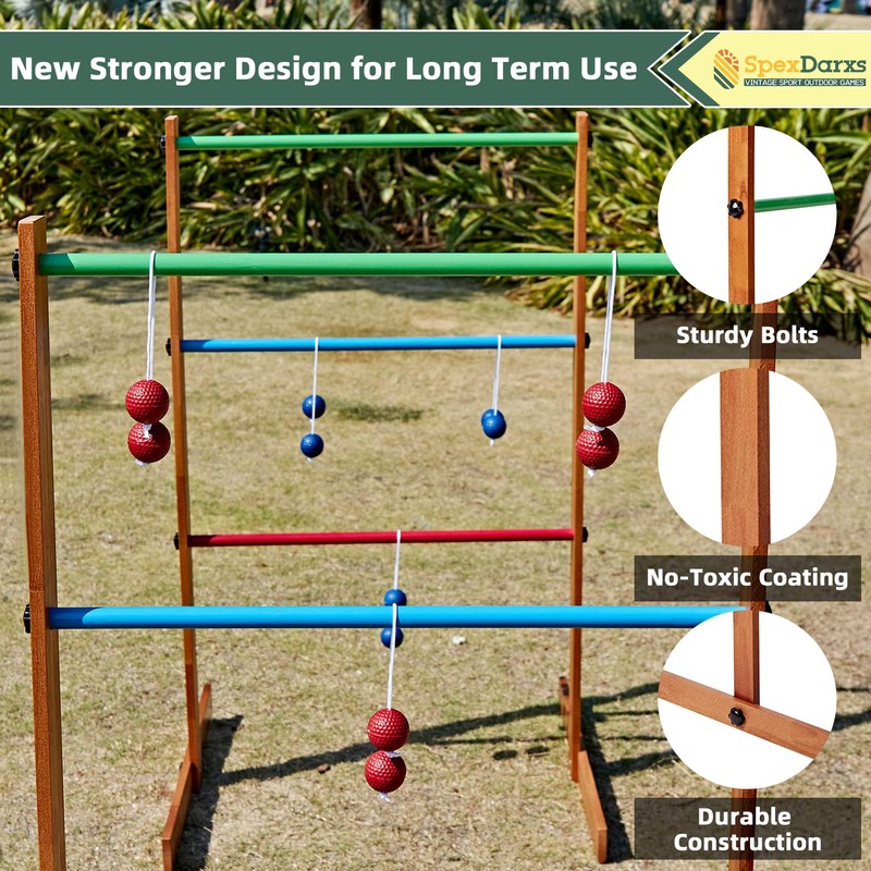 SpexDarxs Ladder Toss Outdoor Game, Wooden Golf Tossing Set with