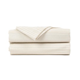 TRAMAS+ Tablecloths Rectangular Cotton Linen Look Table Runner for Home Dining Kitchen Patio Patio in 3 Sizes - Striped Natural, 200 x 140 cm