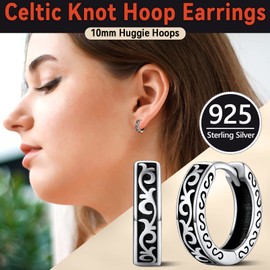 FaithHeart 925 Silver Hoop Earrings Celtic Knot Hoop Earrings Skull Stud Earrings with Gift Box for Christmas Birthday, Silver, No Gemstone