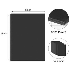 Frametory, 5x7 Black Foam core Boards, 3/16'' Thick Polystyrene Poster Board for Signboards, Art Display and DIY Projects - Pack of 10
