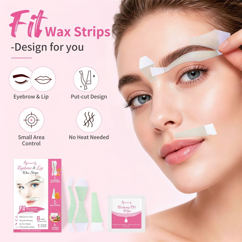 Eyebrow Waxing Strips for Face, Cold Wax Strips Facial Hair