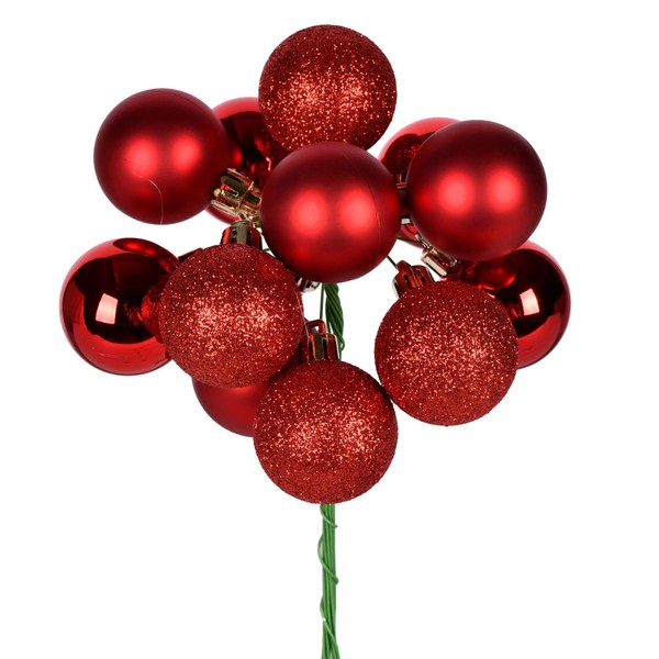 Vickerman 18" Red Ball Ornament Christmas Pick - Shatterproof Plastic