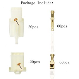 Lsgoodcare 160Pcs 2.8MM 3Pin Way Automotive Electrical Wire Connector Male Female Cable Terminal Plug Kits for Motorcycle Bike Car