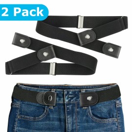 2 x Buckle-free Elastic Invisible Waist Belt for Jeans No Bulge Hassle Men Women