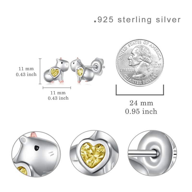 Capybara Gifts Capybara Earrings 925 Sterling Silver Capybara Stuff Birthday
